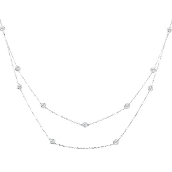 Serena Delicate Double Strand Necklace With Petite Bezel Set Diamonds