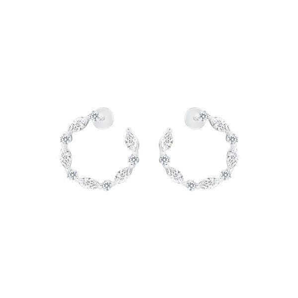 Sofi marquise and round shared-prongs alternating semi-eternity earring with a gentle slope