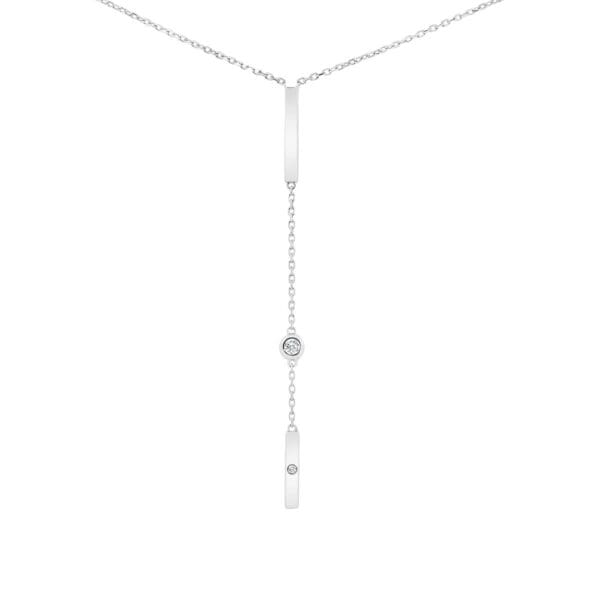 Sunny Delicate Necklace Fine Polished Bars In Y Dangle With Lab Grown Diamond Accents