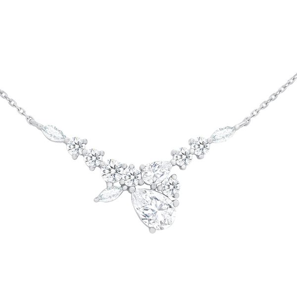 Taylin Lab Grown Diamonds Asymmetrical V Necklace With Pear Cut Centre Stone