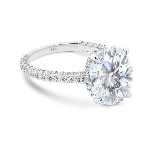 Alina Oval 5.93Ct Moissanite With A Triple Row Pave Band And Hidden Halo