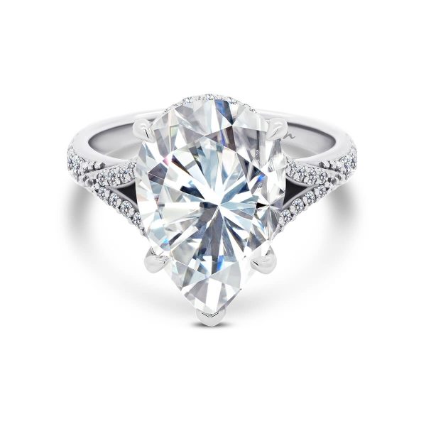 Joselyn Ring 5.50ct pear-cut Moissanite on a split band prong-set with under-rail details