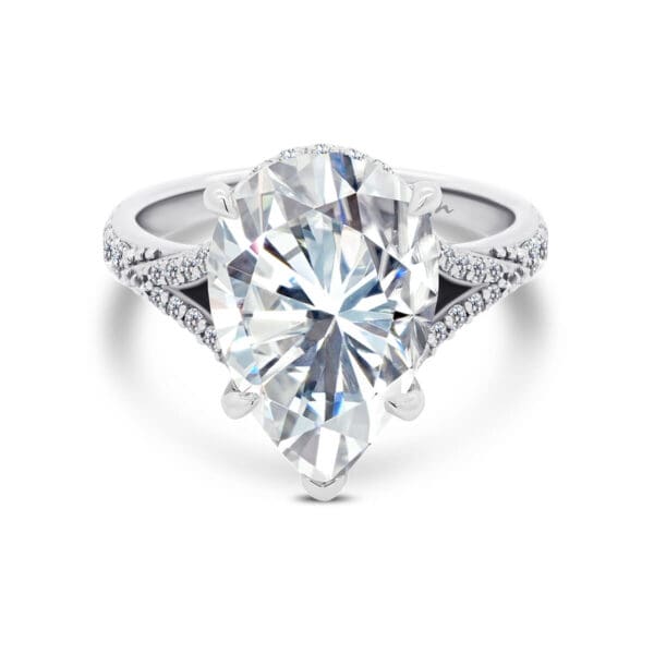 Joselyn Ring 5.50Ct Pear Moissanite On A Split Band Prong-Set With Under-Rail Details