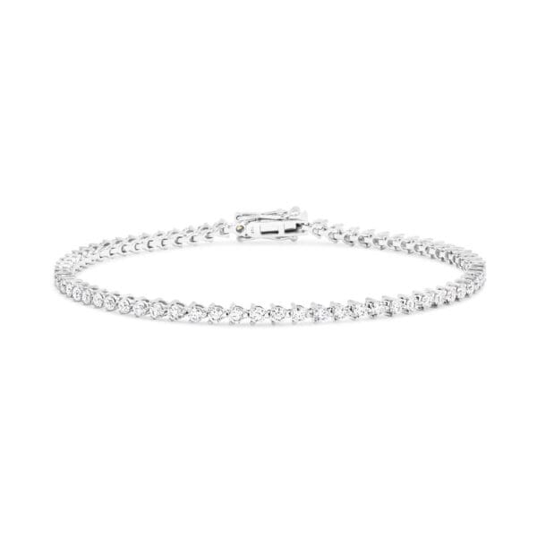 Bernadine 2.0 Sn Modern 3-Prong Full Tennis Bracelet In 18K Gold With Safety Clasp