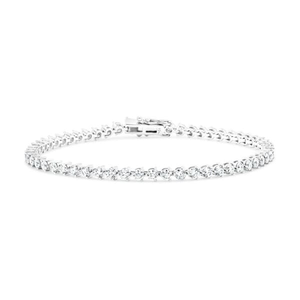 Bernadine 2.5 SN stylish 3-prong full tennis bracelet in 18k gold with safety clasp