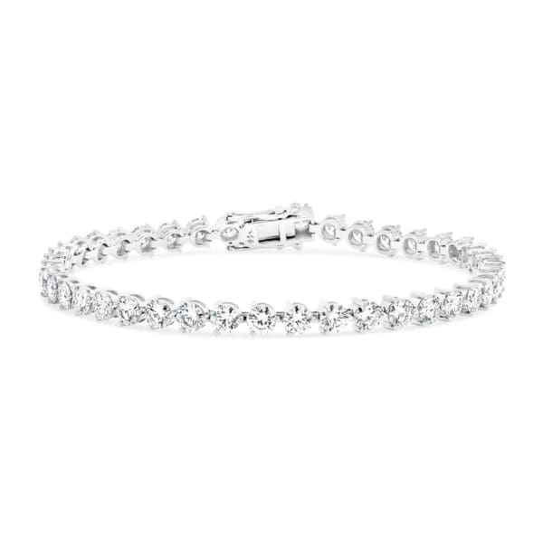 Bernadine 3.5 SN stylish 3-prong full tennis bracelet in 18k gold with safety clasp