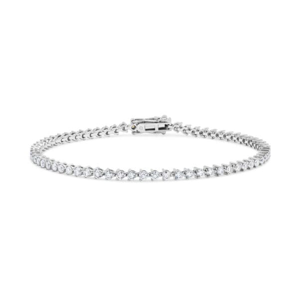 Bernadine 2.0 Lgd Modern 3-Prong Full Tennis Bracelet In 18K Gold With Safety Clasp