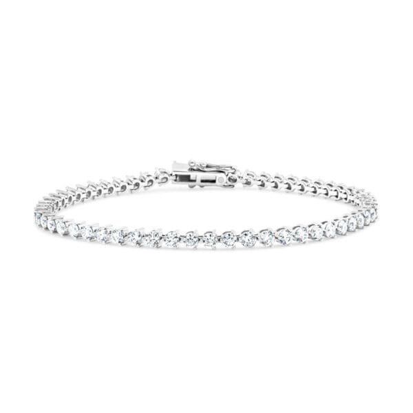 Bernadine 2.5 LGD stylish 3-prong full tennis bracelet in 18k gold with safety clasp