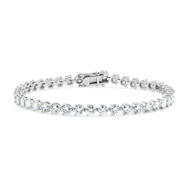 Bernadine 3.5 LGD stylish 3-prong full tennis bracelet in 18k gold with safety clasp