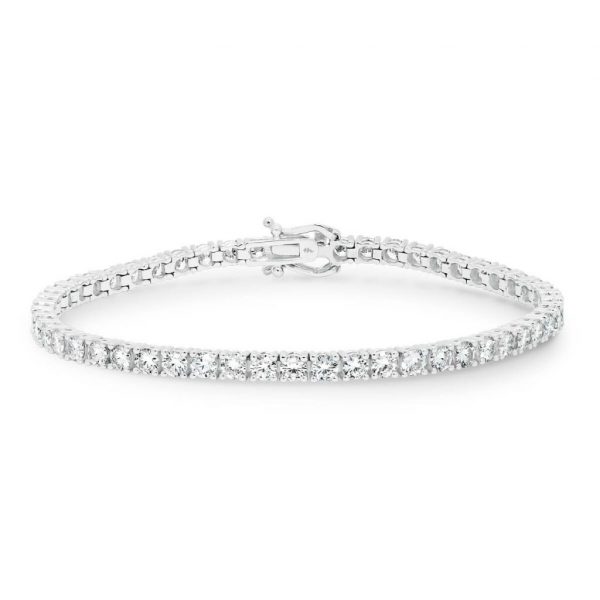 Mikayla 3.5 SN timeless 4-prong tennis bracelet in 18k gold with safety clasp