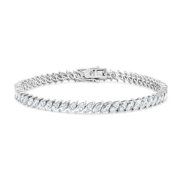 Mira SN Moissanite tennis bracelet with marquise shape set on an angle