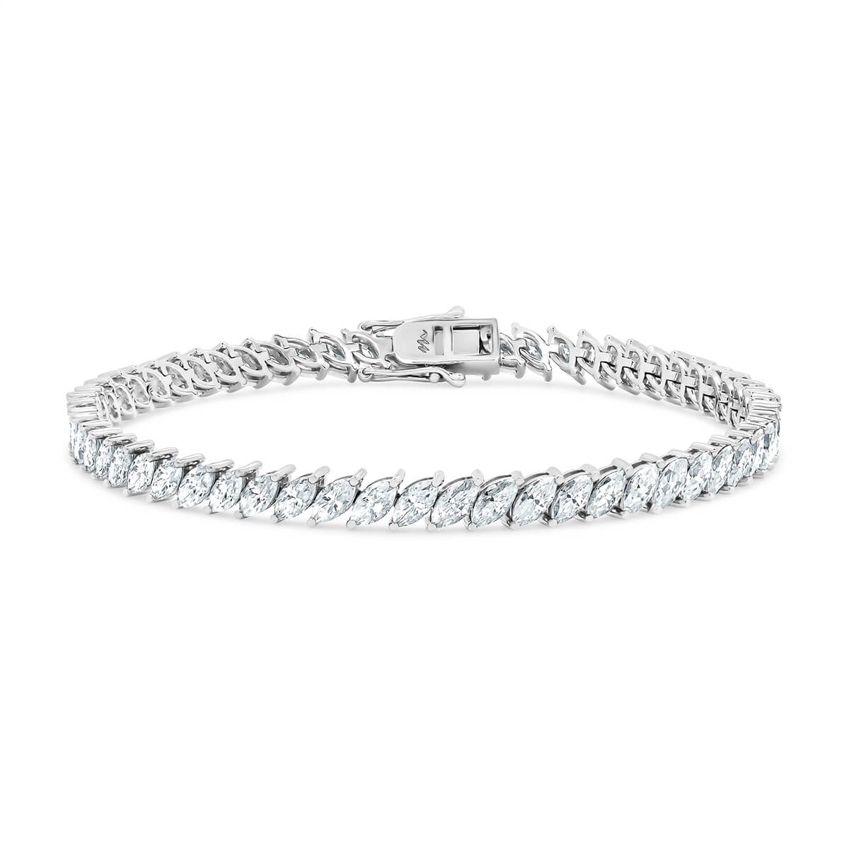 Mira Sn Moissanite Tennis Bracelet With Marquise Shape Set On An Angle