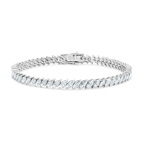 Mira lab-grown diamond tennis bracelet with marquise shape set on an angle