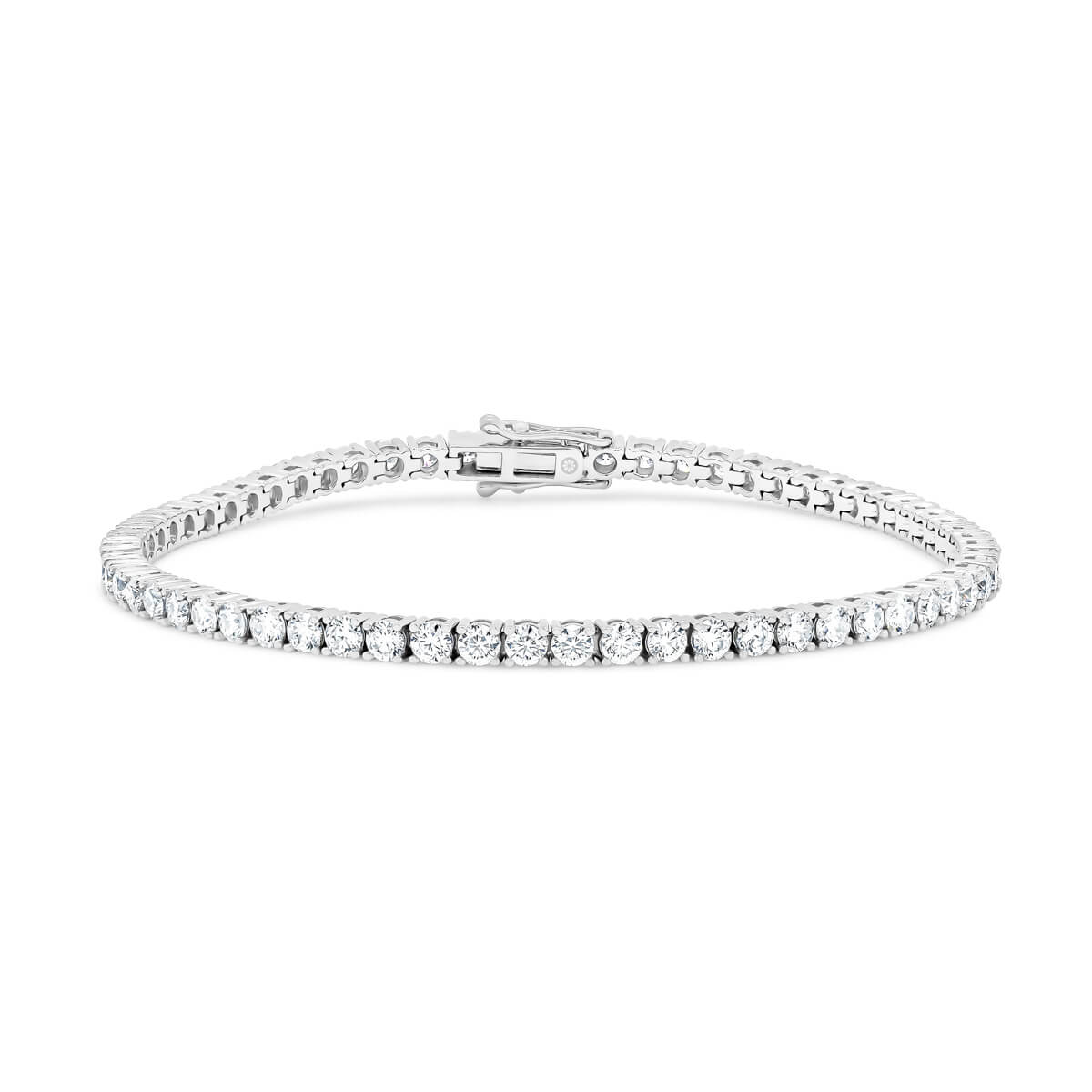 Mikayla 2.5 Lgd Timeless 4-Prong Tennis Bracelet In 18K Gold With Safety Clasp
