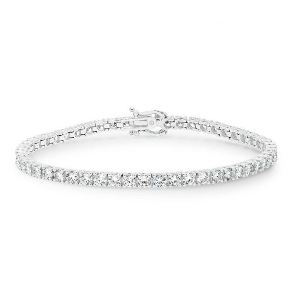 Mikayla 3.5 LGD timeless 4-prong tennis bracelet in 18k gold with safety clasp