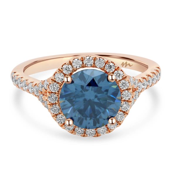 Aria 8.0 Blue 2.00 carat blue Moissanite halo engagement ring
