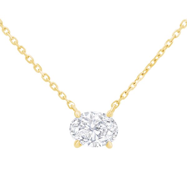 Karla Oval 5x3 oval moissanite solitaire necklace on fine adjustable chain