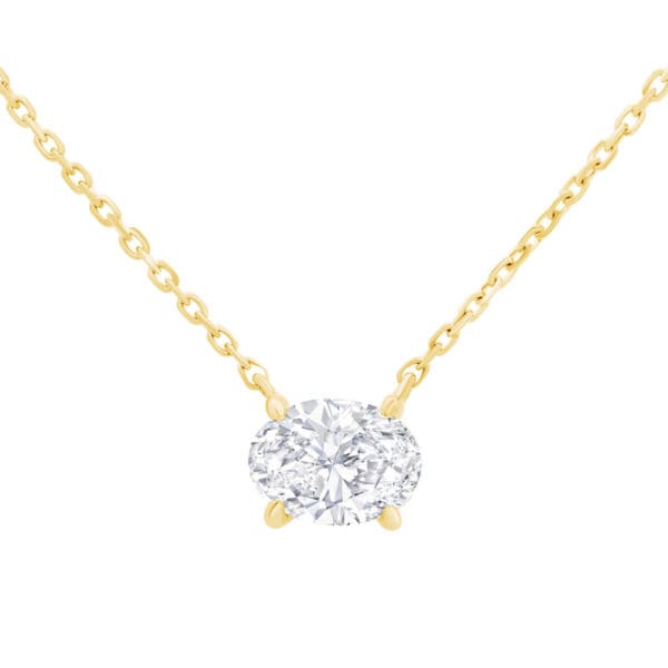 Alice Oval 0.16-0.36Ct Oval Solitaire Necklace On Fine Adjustable Chain