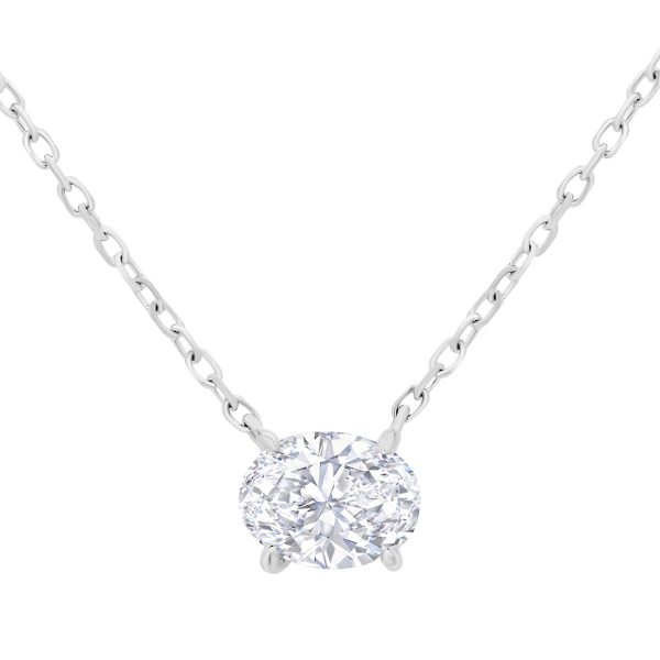 Alice Oval 1.00-1.50ct oval lab grown diamond solitaire necklace on fine adjustable chain