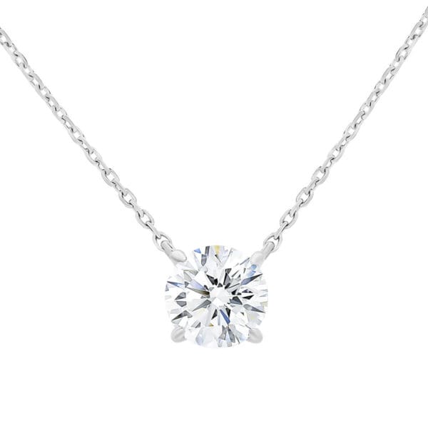 Alice Round 1.00-1.25Ct Round Solitaire Necklace On Adjustable Chain