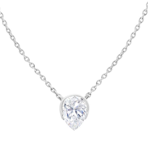 Kelsey Pear 0.34-0.62ct half Bezel Solitaire pear cut necklace