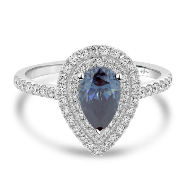 Louisa Pear Blue Moissanite ring