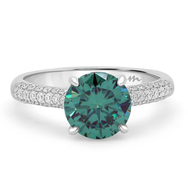 Rosita 8.0 Green Moissanite with micro pave ring