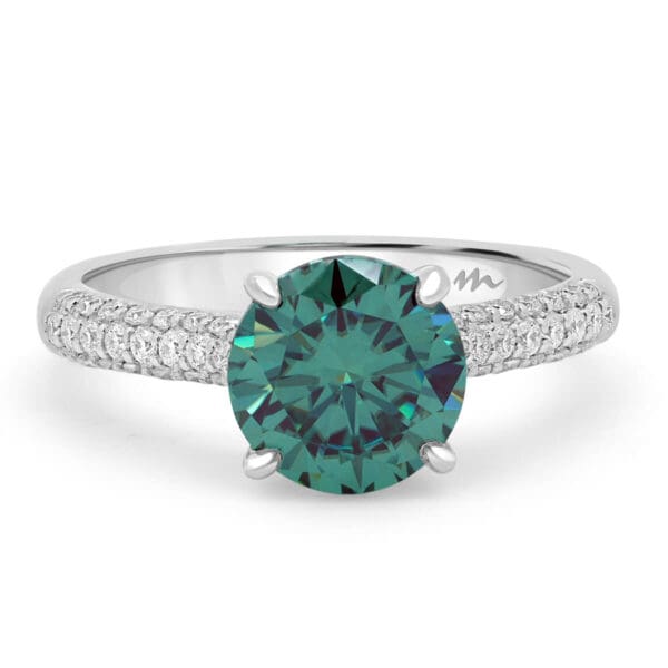 Rosita 8.0 Green Moissanite With Micro Pave Ring