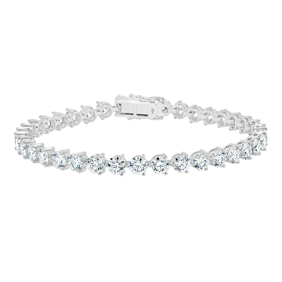 Bernadine 4.0 Sn Modern 3-Prong Full Tennis Bracelet In 18K Gold With Safety Clasp