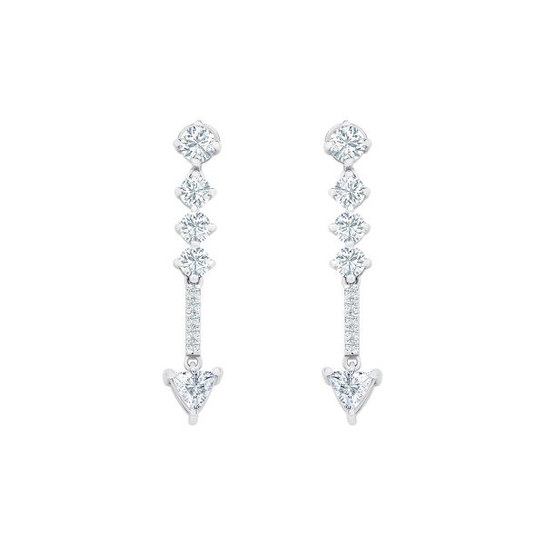 Elsie Trillion Short earrings with short pave section and round lab-grown diamonds on trillion tip
