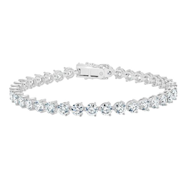 Illawarra 4.0 modern 3-prong full tennis bracelet in 18k gold with safety clasp.