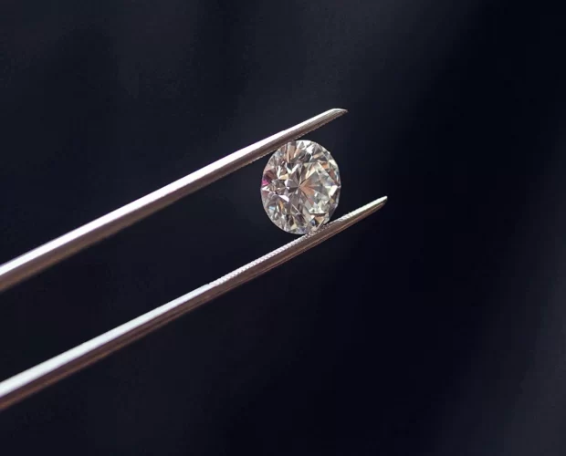 A manufactured diamond from Sydney’s Moi Moi Fine Jewellery. Specialist equipment is needed to distinguish such stones from the mined variety.