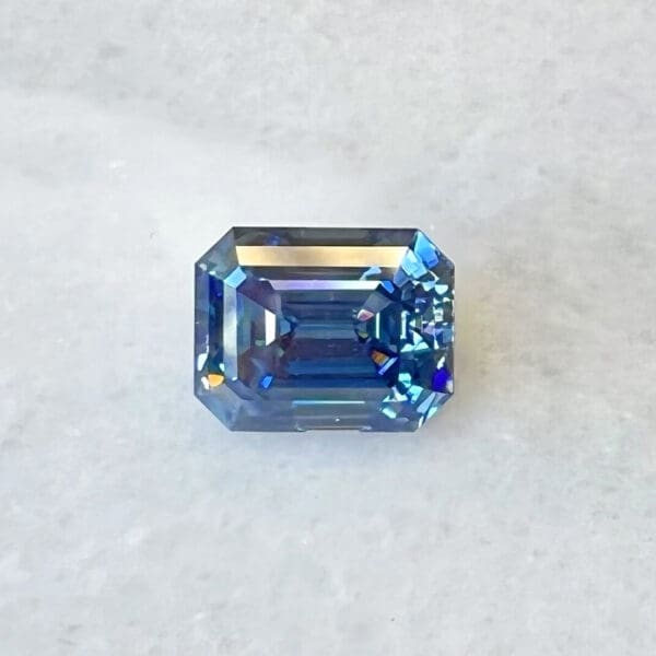 Blue Supernova Moissanite Emerald Cut