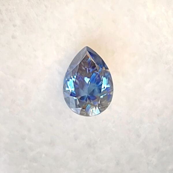 Blue Pear Supernova Moissanite