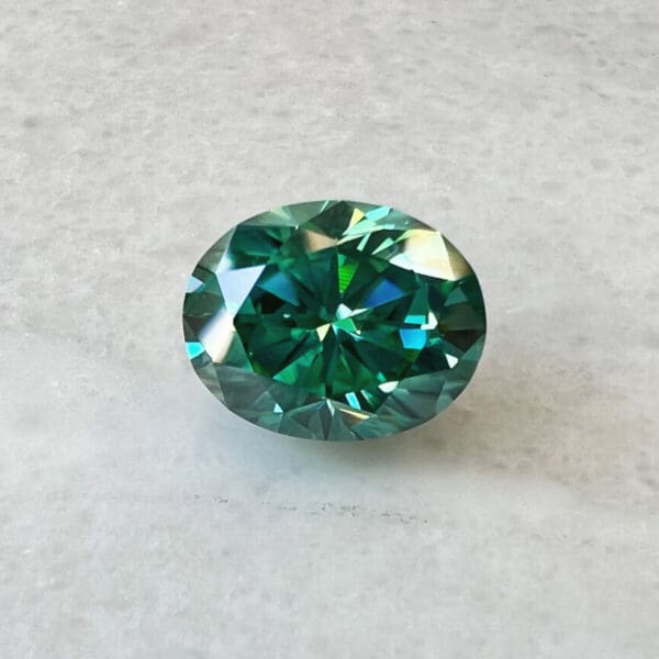 Green Supernova Moissanite Oval Cut