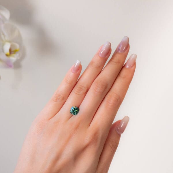 Green Supernova Moissanite Cushion Cut