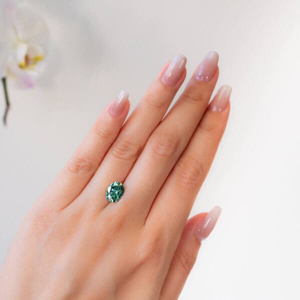 Green Supernova Moissanite Oval Cut