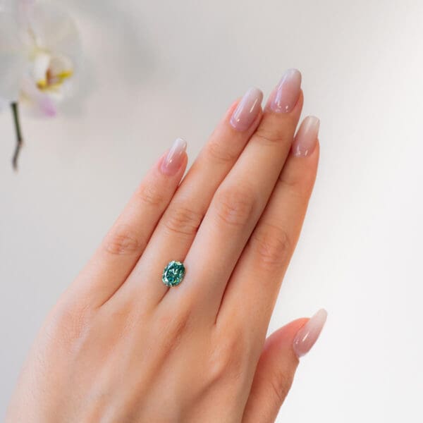 Green Supernova Moissanite Oval Cut
