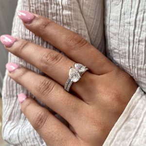 Interlocking Pear and Pear Moissanite Ring