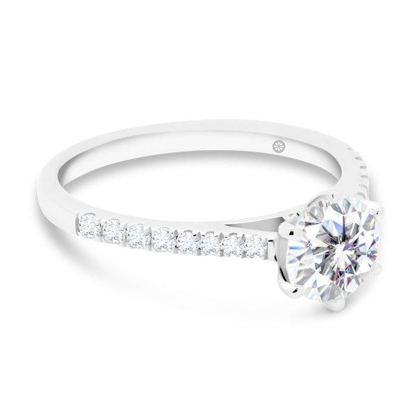 Aspley round 6.5 6 prong solitaire on graduating prong set half band with premium lab grown diamond