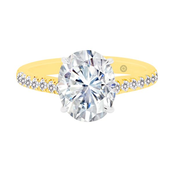 Aurora 2.00-3.00 Ring Oval Lab Grown Diamond on a delicate 3/4-prong band with under-rail