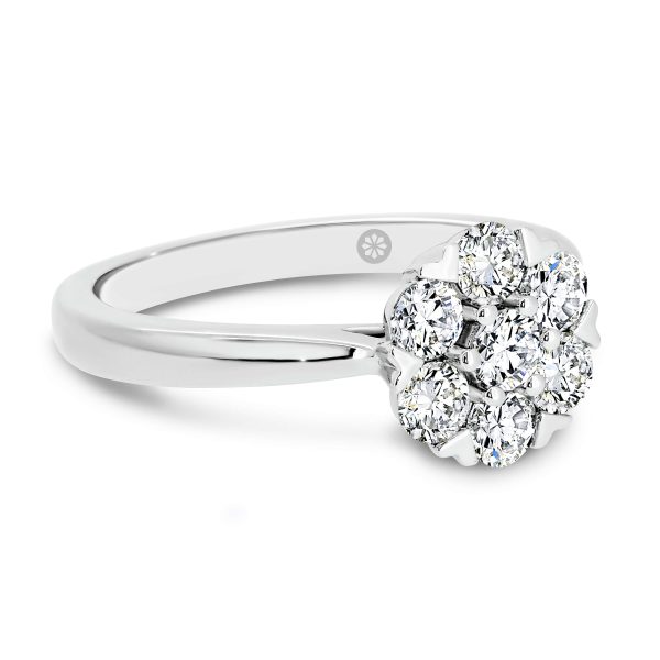 Camelia floral cluster ring on plain rounded band