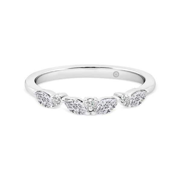 Emma Lab Grown Diamond small marquise band with round accent with a very subtle curve in centre