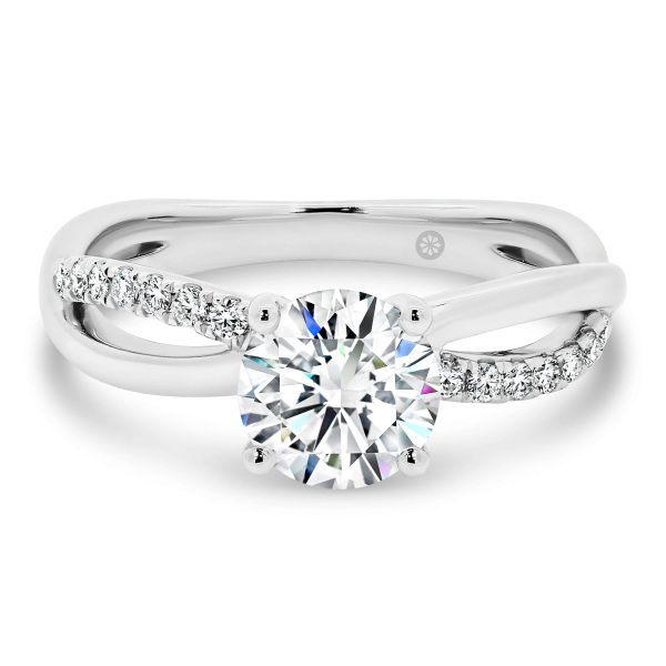 Freya Round Lab Grown Diamond engagement ring with crossover infinity band