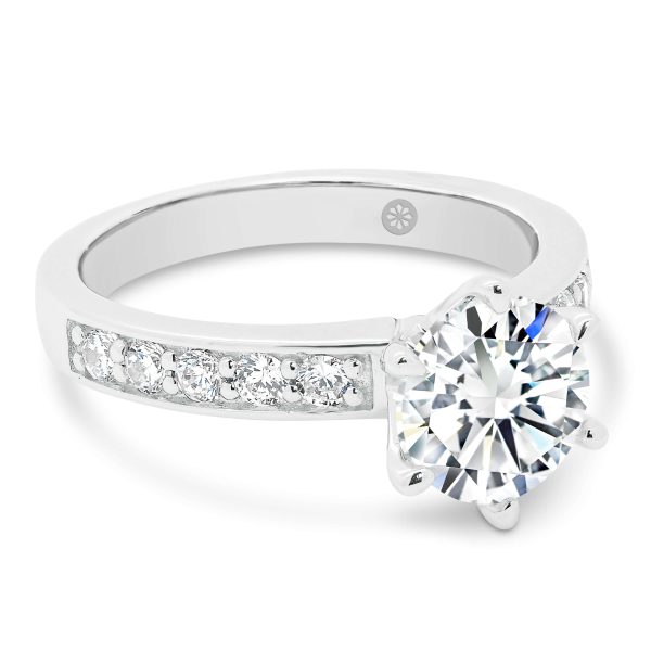 Isabelle 2.25-2.50 Round Lab Grown Diamond ring with pave-set band