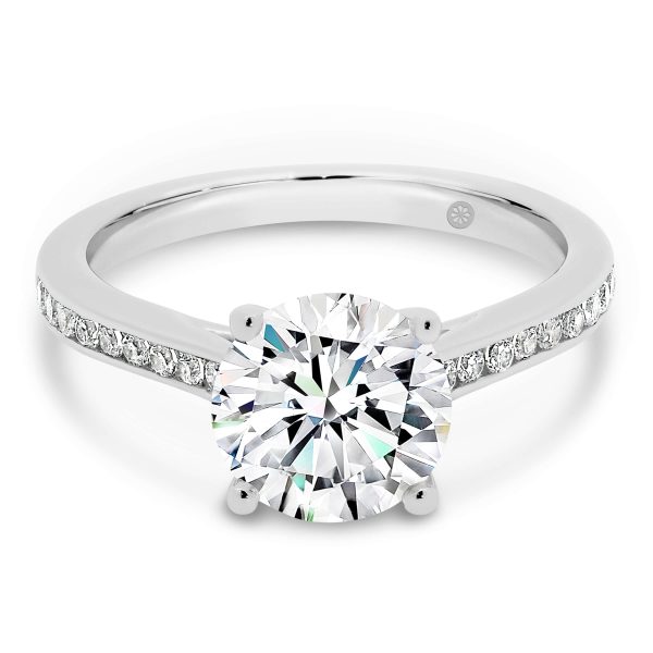 London 1.50-2.00 4 claw round Lab Grown Diamond ring with channel set band