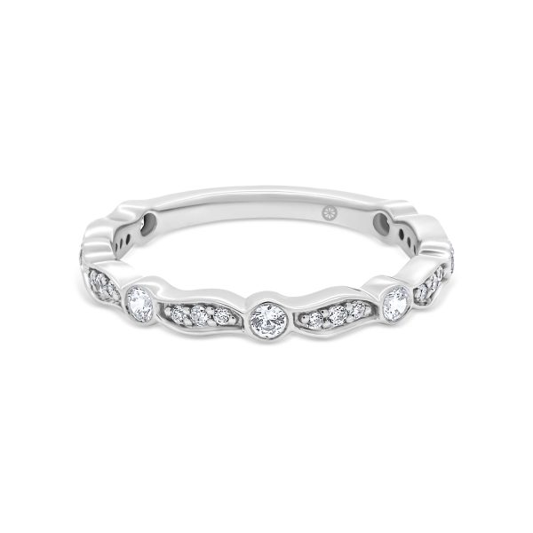 Marlow Lab Grown Diamond delicate wave-shaped and bezel round alternating 3/4 band