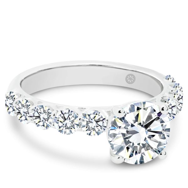Maxine 1.50-2.00 Lab Grown Diamond engagement ring with pave-set under-rail and prong set stones on the band