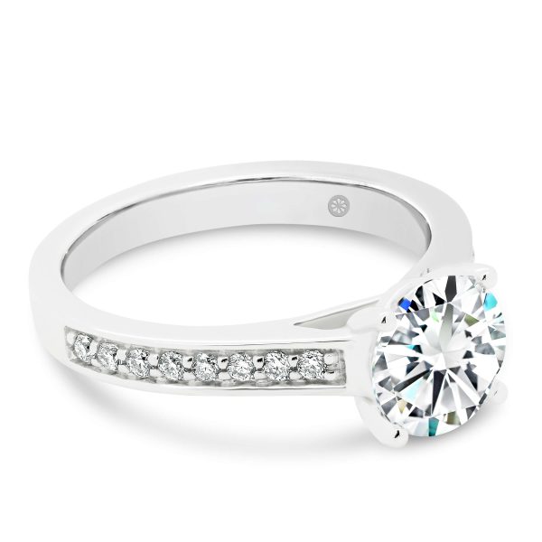 Neema 1.50-2.00 Lab Grown Diamond engagement ring with with pave accented band.