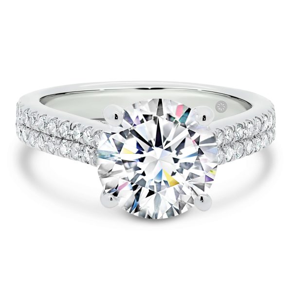 Rea 2.25-2.50 Lab Grown Diamond engagement ring with 2 row prong set band